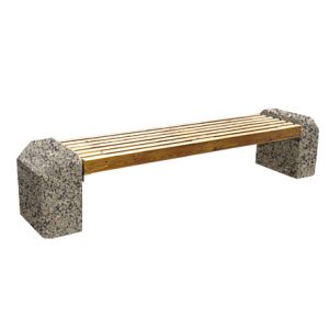 Ландшафтные элементы СК-3 деревянная с бетонными опорами L=2420, тумба 500*500*260 Серый Мозаичный бетон