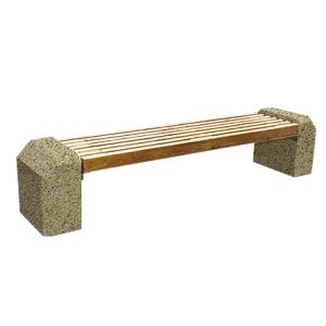 Ландшафтные элементы СК-3 деревянная с бетонными опорами L=2420, тумба 500*500*260 Медовый Мытый бетон