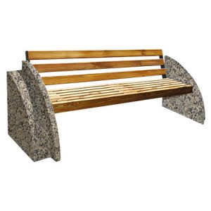 Ландшафтные элементы СК-6 деревянная с бетонными опорами L=2300, тумба 750*700*200 Серо-красный Мытый бетон