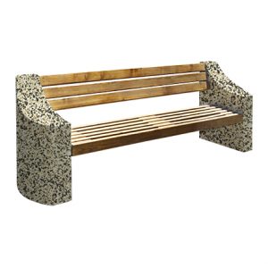 Ландшафтные элементы СК-7 деревянная с бетонными опорами L=2400, тумба 900*650*200 Бело-черный Мытый бетон