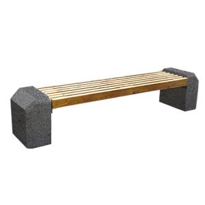 Ландшафтные элементы СК-3 деревянная с бетонными опорами L=2420, тумба 500*500*260 Черный Мозаичный бетон