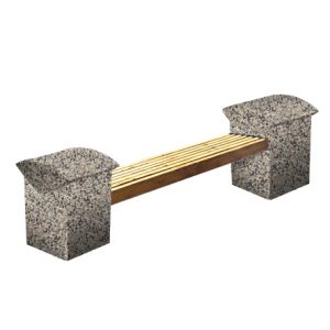 Ландшафтные элементы СК-8 деревянная с бетонными опорами L=2300, тумба 550*180*600 Серо-красный Мытый бетон