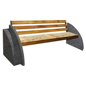 Ландшафтные элементы СК-6 деревянная с бетонными опорами L=2300, тумба 750*700*200 Серый Мозаичный бетон