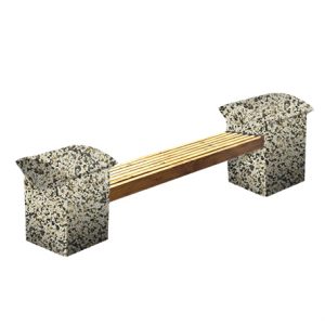 Ландшафтные элементы СК-8 деревянная с бетонными опорами L=2300, тумба 550*180*600 Бело-черный Мытый бетон