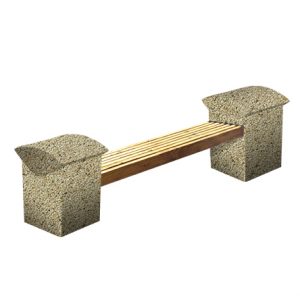 Ландшафтные элементы СК-8 деревянная с бетонными опорами L=2300, тумба 550*180*600 Медовый Мытый бетон