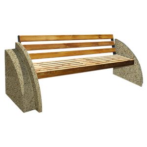 Ландшафтные элементы СК-6 деревянная с бетонными опорами L=2300, тумба 750*700*200 Медовый Мытый бетон